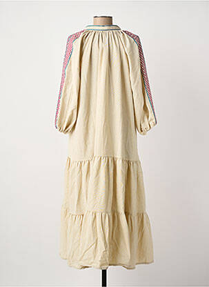 Robe longue coupe évasée manches 3/4 beige MEISÏE femme