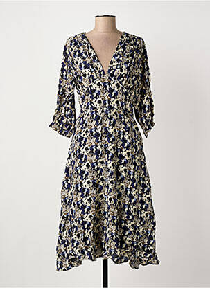 Robe mi-longue manches 3/4 manches 3/4 bleu ARTLOVE femme