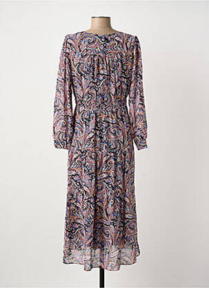 Robe mi-longue imprimé fleurs manches longues noir ARTLOVE femme