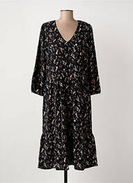 Robe mi-longue imprimé fantaisie manches longues noir ARTLOVE femme