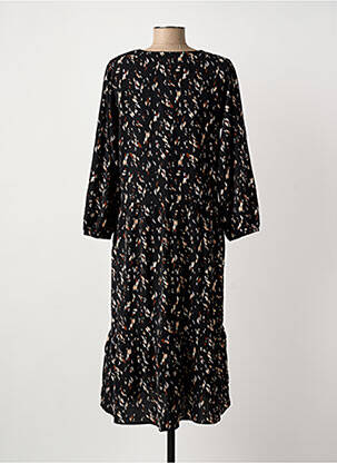 Robe mi-longue imprimé fantaisie manches longues noir ARTLOVE femme