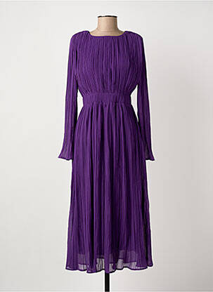 Robe mi-longue manches longues manches longues violet ARTLOVE femme