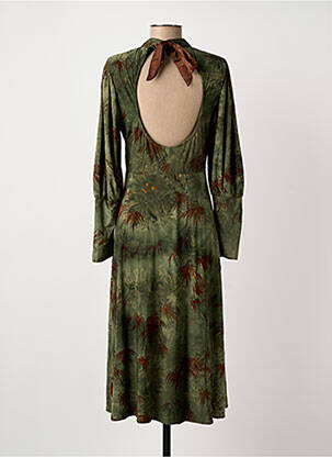 Robe mi-longue imprimé fantaisie manches longues vert MEISÏE femme