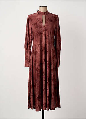 Robe mi-longue imprimé fantaisie manches longues rose MEISÏE femme