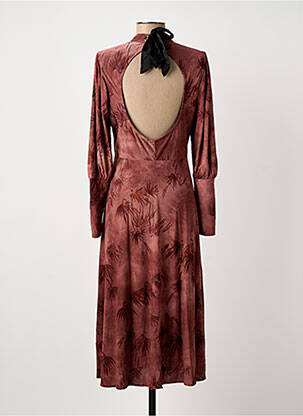 Robe mi-longue imprimé fantaisie manches longues rose MEISÏE femme