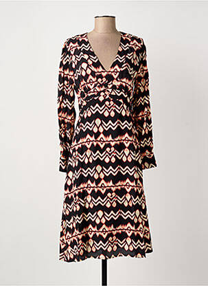Robe mi-longue imprimé fantaisie manches longues noir ARTLOVE femme