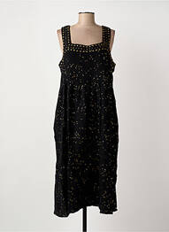 Robe mi-longue tissage crêpe fines bretelles noir MEISÏE femme