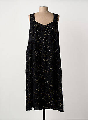 Robe mi-longue tissage crêpe fines bretelles noir MEISÏE femme