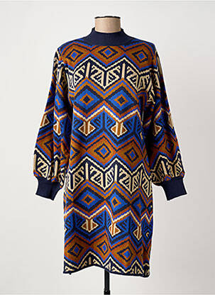 Robe pull col col montant manches longues bleu MEISÏE femme