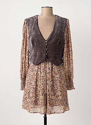 Robe courte manches longues manches longues gris MEISÏE femme