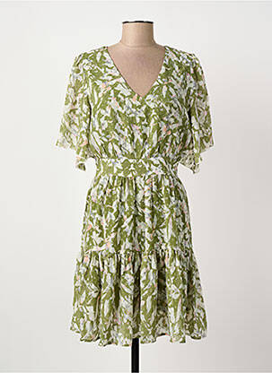 Robe mi-longue imprimé fantaisie manches courtes vert ARTLOVE femme