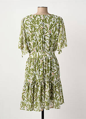 Robe mi-longue imprimé fantaisie manches courtes vert ARTLOVE femme