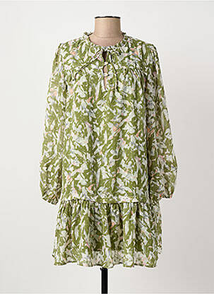 Robe courte coupe évasée manches longues vert ARTLOVE femme