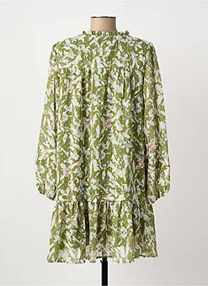 Robe courte coupe évasée manches longues vert ARTLOVE femme