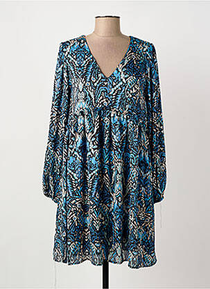 Robe courte manches longues manches longues bleu ARTLOVE femme