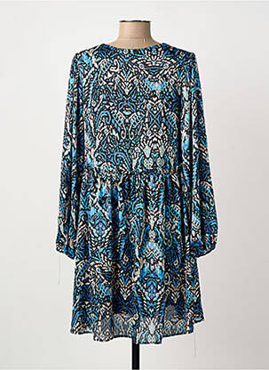 Robe courte coupe fluide manches longues bleu ARTLOVE femme