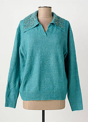 Pull tissage chiné manches longues bleu MEISÏE femme