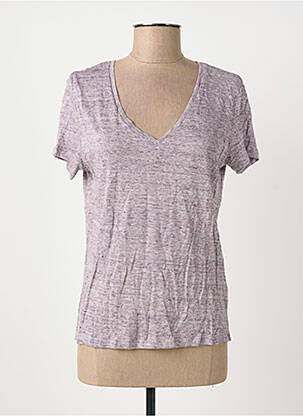 T-shirt col v manches courtes violet ARTLOVE femme