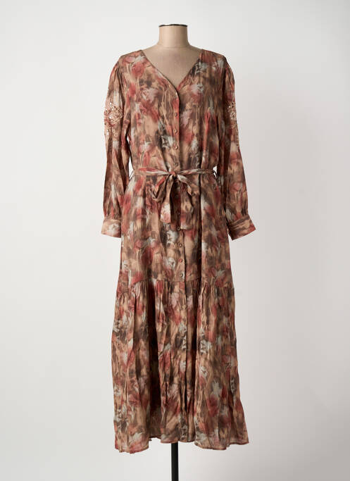 Robe longue manches longues manches longues rose MEISÏE femme