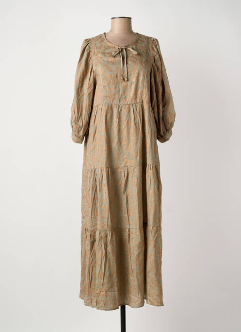 Robe longue manches longues manches longues beige MEISÏE femme