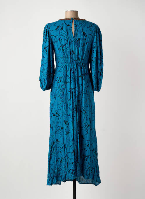 Robe longue imprimé fleurs manches courtes bleu MEISÏE femme