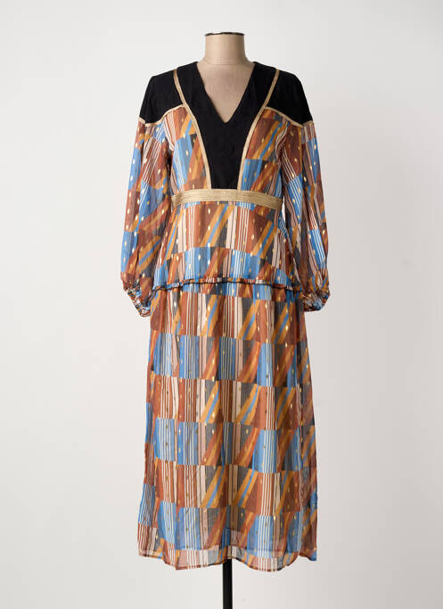 Robe longue manches longues manches longues marron MEISÏE femme