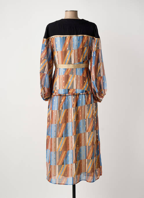 Robe longue manches longues manches longues marron MEISÏE femme
