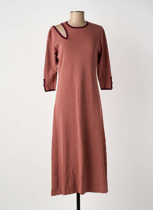Robe longue coupe cintrée manches 3/4 rose MEISÏE femme