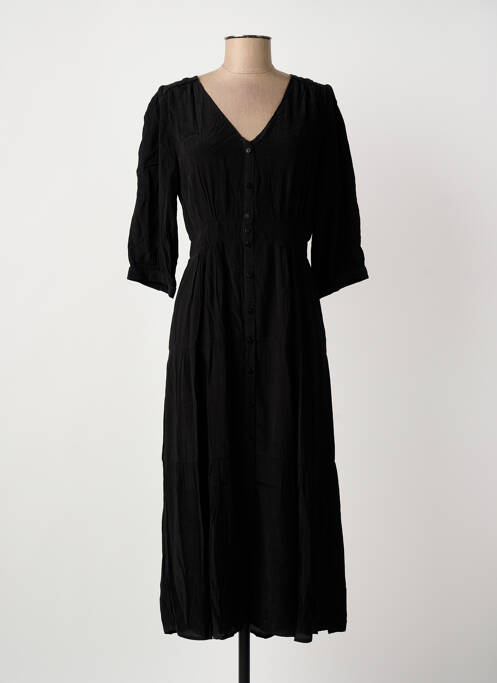 Robe longue tissage crêpe manches 3/4 noir ARTLOVE femme