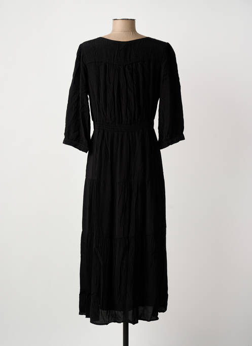 Robe longue tissage crêpe manches 3/4 noir ARTLOVE femme