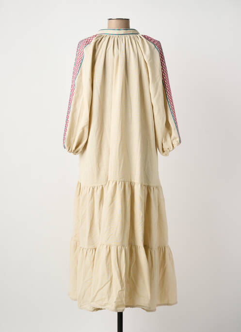 Robe longue coupe évasée manches 3/4 beige MEISÏE femme