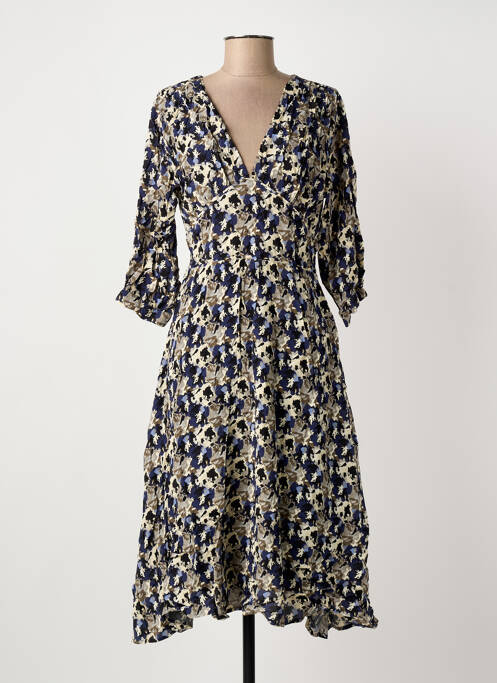 Robe mi-longue manches 3/4 manches 3/4 bleu ARTLOVE femme
