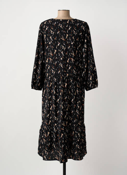Robe mi-longue imprimé fantaisie manches longues noir ARTLOVE femme