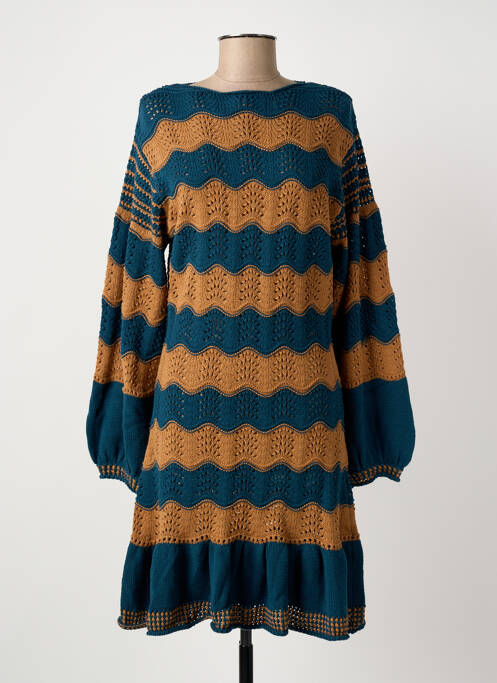 Robe pull stretch manches longues bleu MEISÏE femme