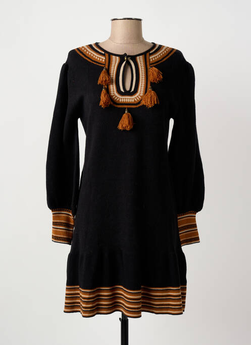 Robe courte manches longues manches longues noir MEISÏE femme