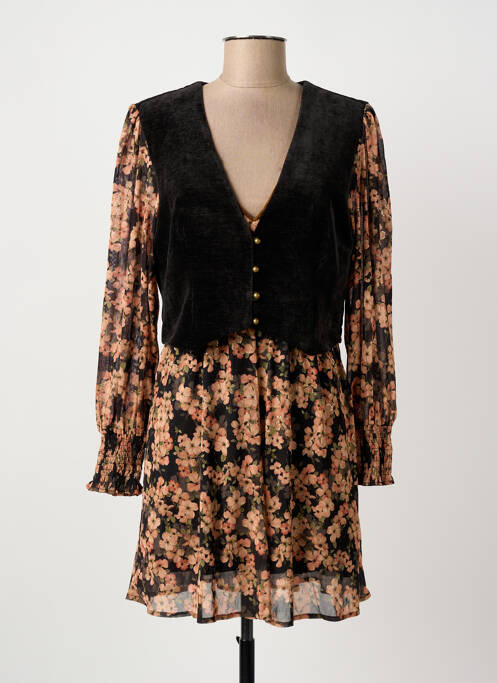 Robe courte manches longues manches longues noir MEISÏE femme