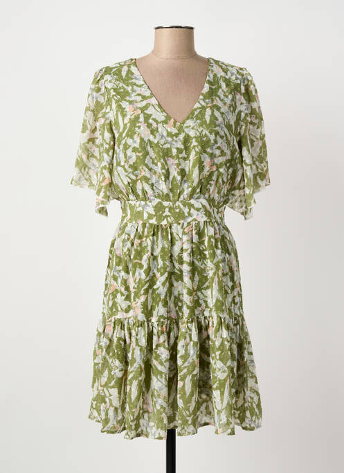 Robe mi-longue imprimé fantaisie manches courtes vert ARTLOVE femme
