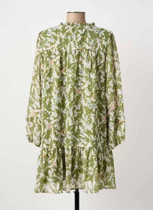 Robe courte coupe évasée manches longues vert ARTLOVE femme