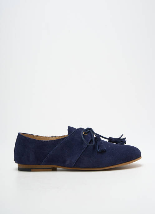 Derbies nubuck talon plat jusqu'à 3cm bleu M.MOUSTACHE femme