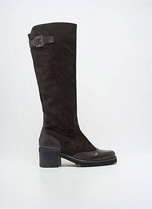 Bottes tissage satiné talon de 4 à 6cm marron MURATTI femme