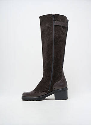 Bottes tissage satiné talon de 4 à 6cm marron MURATTI femme