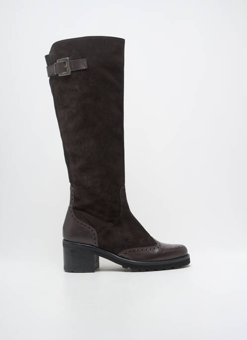 Bottes tissage satiné talon de 4 à 6cm marron MURATTI femme