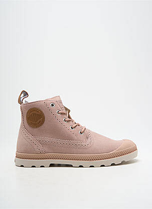 Baskets nubuck talon plat jusqu'à 3cm rose PALLADIUM femme