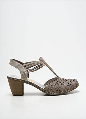 Sandales/nu pieds matière lisse talon de 4 à 6cm marron RIEKER femme
