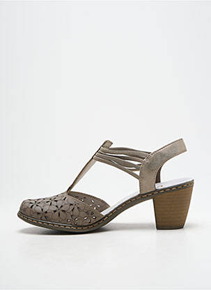 Sandales/nu pieds matière lisse talon de 4 à 6cm marron RIEKER femme