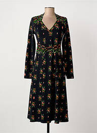 Robe mi-longue imprimé fleurs manches longues noir BLUTSGESCHWISTER femme