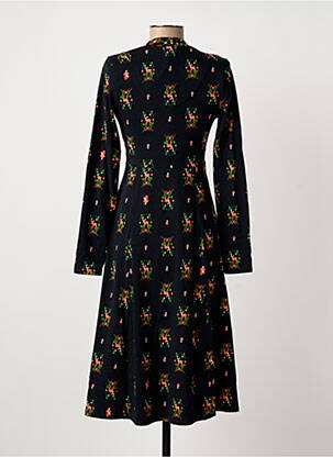 Robe mi-longue imprimé fleurs manches longues noir BLUTSGESCHWISTER femme