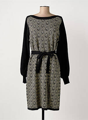 Robe mi-longue imprimé fantaisie manches longues noir KING LOUIE femme