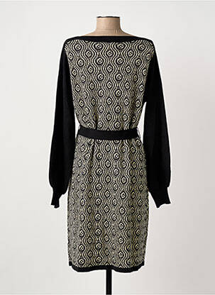 Robe mi-longue imprimé fantaisie manches longues noir KING LOUIE femme