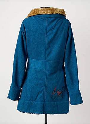 Manteau court poches sans capuche bleu KALI YOG femme